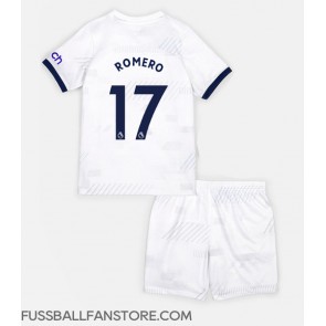 Tottenham Hotspur Cristian Romero #17 Replik Heimtrikot Kinder 2023-24 Kurzarm (+ Kurze Hosen)